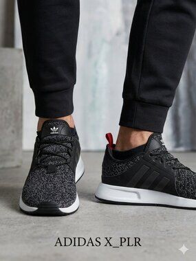 Adidas X_PLR Core Black Grey Mesh Men's Rubber Running Shoes - Size 9
